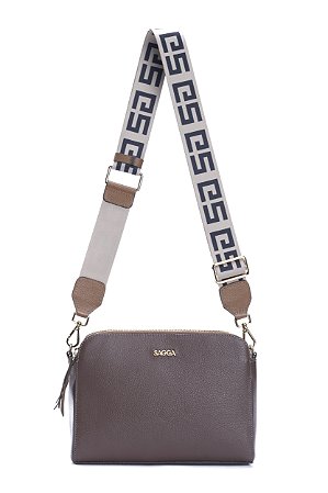 BOLSA COURO MÉDIA ESTRUTURADA RETANGULAR ALÇA SG MARROM CAFÉ CÓD-281