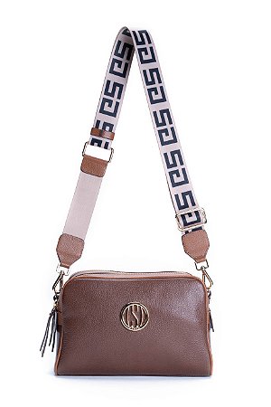 BOLSA COURO MÉDIA MACIA RETANGULAR MARROM CAFÉ CÓD-428