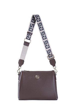 BOLSA COURO GRANDE ESTRUTURADA QUADRADA MARROM CAFÉ SG CÓD-568