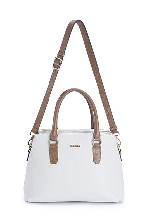 BOLSA COURO GRANDE ESTRUTURADA BRANCO OFF SG CÓD-590