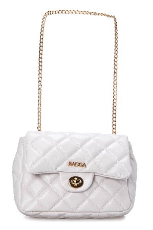 BOLSA COURO PEQUENA MATELASSÊ BRANCO OFF CÓD-400