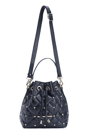 BOLSA COURO BUCKET MÉDIA PRETO CÓD-587