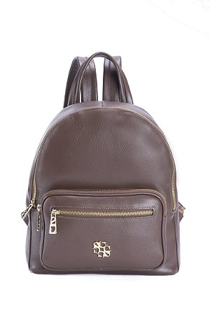 MOCHILA COURO GRANDE MARROM CAFÉ CÓD-589