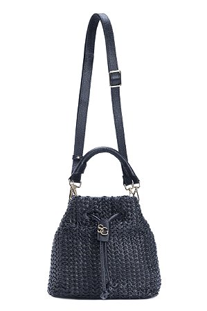 BOLSA COURO BUCKET MÉDIA PRETO CÓD-599
