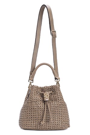 BOLSA COURO BUCKET MÉDIA MARROM CARAMELO CÓD-599