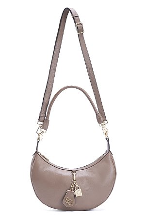 BOLSA COURO HOBO MACIA MÉDIA MARROM CARAMELO CÓD-585