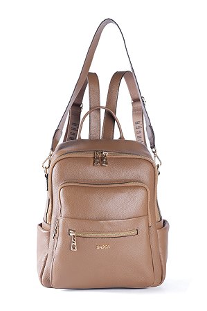 MOCHILA E BOLSA COURO GRANDE MACIA MARROM WHISKY CÓD-654