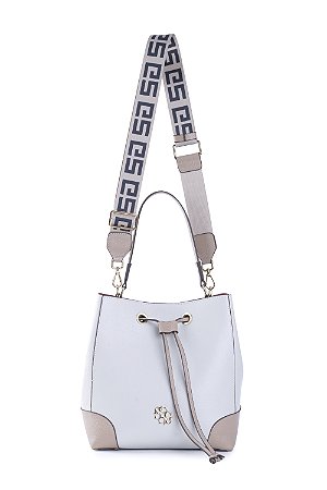 BOLSA COURO BUCKET ESTRUTURADO GRANDE PADRÃO BRANCO OFF CÓD-560