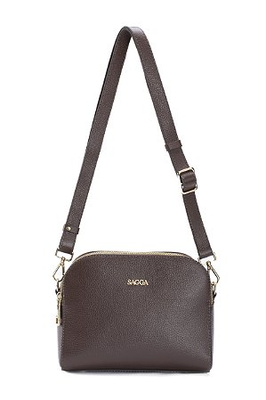 BOLSA COURO MÉDIA ESTRUTURADA MARROM CAFÉ CÓD-592