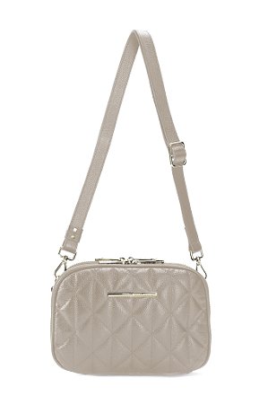 BOLSA COURO MATELASSÊ PEQUENA BEGE CÓD-653