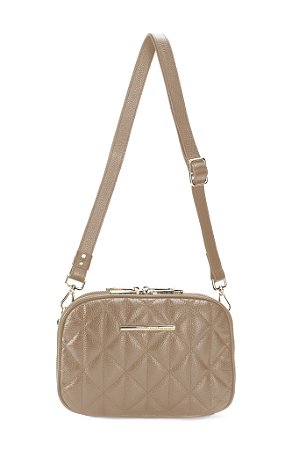 BOLSA COURO MATELASSÊ PEQUENA MARROM CARAMELO CÓD-653