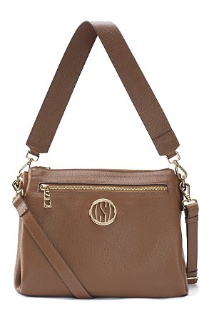 BOLSA COURO GRANDE ESTRUTURADA QUADRADA MARROM WHISKY CÓD-661