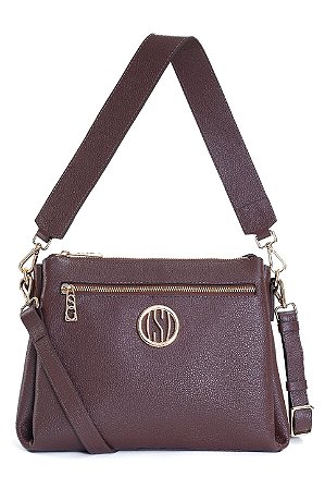 BOLSA COURO GRANDE ESTRUTURADA QUADRADA MARROM CAFÉ CÓD-661