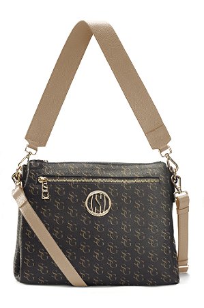 BOLSA COURO GRANDE ESTRUTURADA QUADRADA MONOGRAMA SG CÓD-661