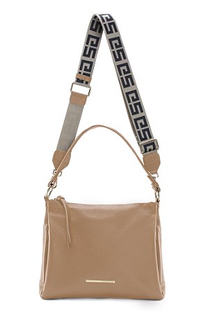 BOLSA COURO MÉDIA MACIA MARROM CARAMELO CÓD-660