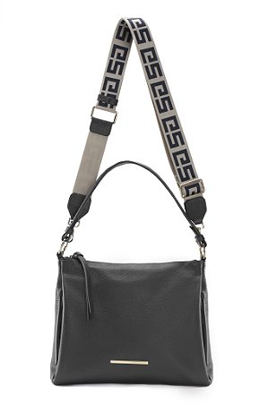 BOLSA COURO MÉDIA MACIA PRETO CÓD-660