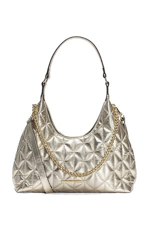 BOLSA COURO GRANDE MATELASSÊ METALIZADO GOLD CÓD-659