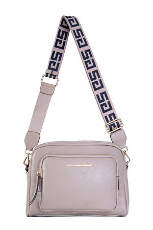 BOLSA COURO MÉDIA TRANSVERSAL ALÇA SG BEGE CÓD-272
