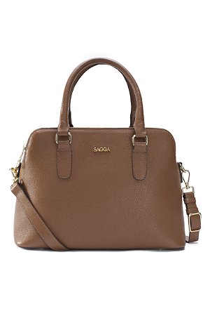 BOLSA COURO GRANDE ESTRUTURADA MARROM WHISKY CÓD-590