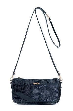 BOLSA COURO PEQUENA MACIA SNAKE PRETO CÓD-655