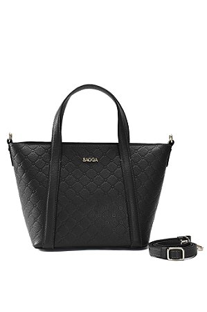 BOLSA COURO MÉDIA ESTRUTURADA PRETO CÓD-665