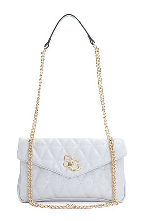 BOLSA COURO GRANDE MATELASSÊ BRANCO OFF CÓD-676