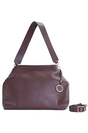 BOLSA COURO GRANDE MACIA MARROM CAFÉ CÓD-662
