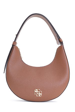 BOLSA COURO ESTRUTURADA MÉDIA MEIA LUA MARROM WHISKY CÓD-666
