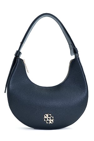 BOLSA COURO ESTRUTURADA MÉDIA MEIA LUA PRETO CÓD-666