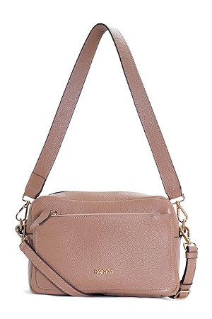 BOLSA COURO MÉDIA MACIA MARROM CARAMELO CÓD-667