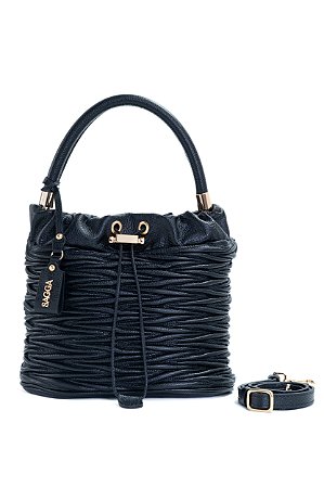 BOLSA COURO MÉDIA PRETO CÓD-670