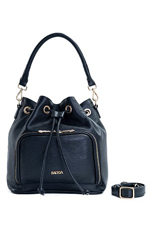 BOLSA COURO BUCKET ESTRUTURADO GRANDE PRETO CÓD-672