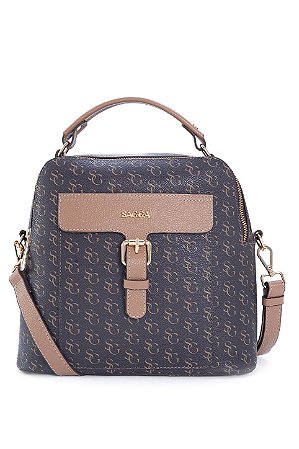 BOLSA EM COURO 2 EM 1 - TRANSVERSAL E MOCHILA MONOGRAMA SG CÓD-801