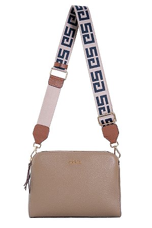 BOLSA COURO MÉDIA ESTRUTURADA RETANGULAR ALÇA SG MARROM ARGILA CÓD-281