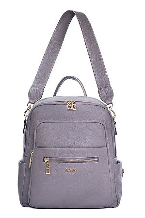 MOCHILA E BOLSA COURO GRANDE MACIA CINZA RATO CÓD-654