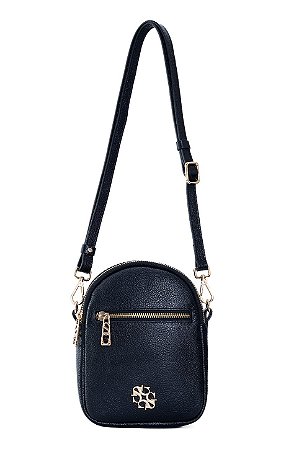 BOLSA EM COURO PEQUENA TRANSVERSAL PRETO CÓD-806