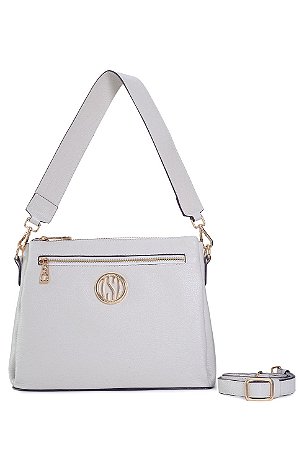 BOLSA COURO GRANDE ESTRUTURADA QUADRADA BRANCO OFF CÓD-661