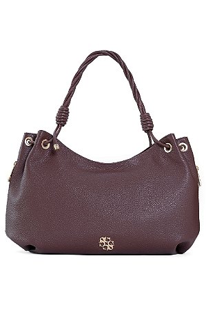 BOLSA EM COURO GRANDE MACIA MARROM CAFÉ CÓD-808