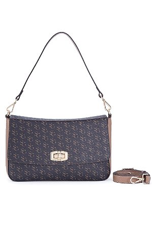 BOLSA EM COURO GRANDE ESTRUTURADA RETANGULAR MONOGRAMA CAFÉ CÓD-814