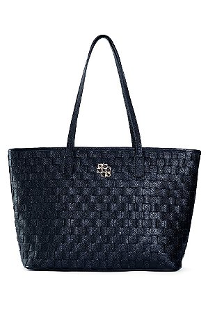 BOLSA EM COURO TOTE GRANDE ESTRUTURADA EM TRISSÊ PRETO CÓD-813