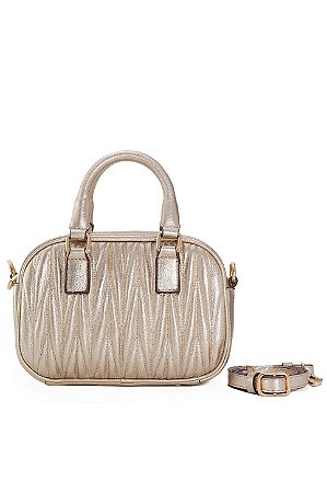 BOLSA EM COURO PEQUENA DOURADO METALIZADO CÓD-804