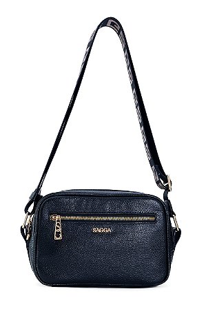BOLSA EM COURO PEQUENA TRANSVERSAL COR PRETA CÓD-807