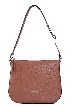 BOLSA EM COURO GRANDE TRANSVERSAL MARROM WHISKY CÓD- 823