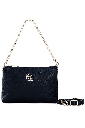BOLSA EM COURO PEQUENA ESTRUTURADA PRETA CÓD-825