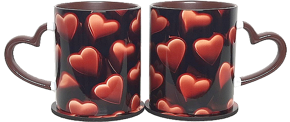 CONJUNTO DE CANECAS CORAÇÃO DE CHOCOLATE