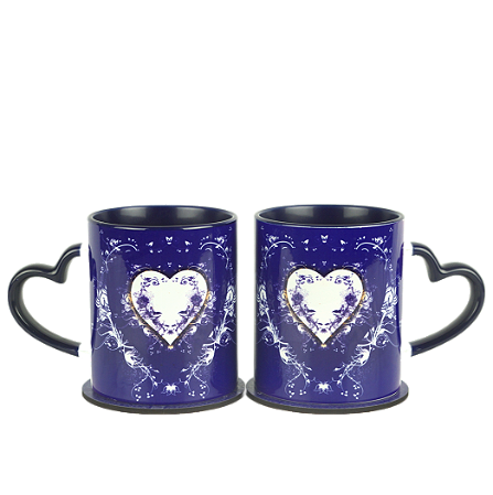 CONJUNTO DE CANECAS ROMÂNTICAS+SUPORTE DE COPOS