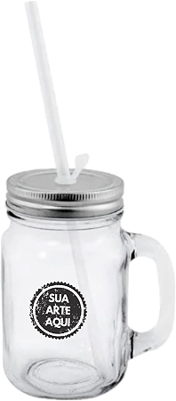 CANECA DE VIDRO CRISTAL MASON JAR - 400 ml