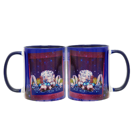 PAR DE CANECAS FELIZ NATAL (AZUL)