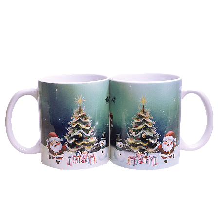 PAR DE CANECAS PAPAI NOEL - FUNDO AZUL