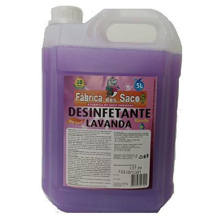 DESINFETANTE LAVANDA 5L 1037 - FABRICA DOS SACOS